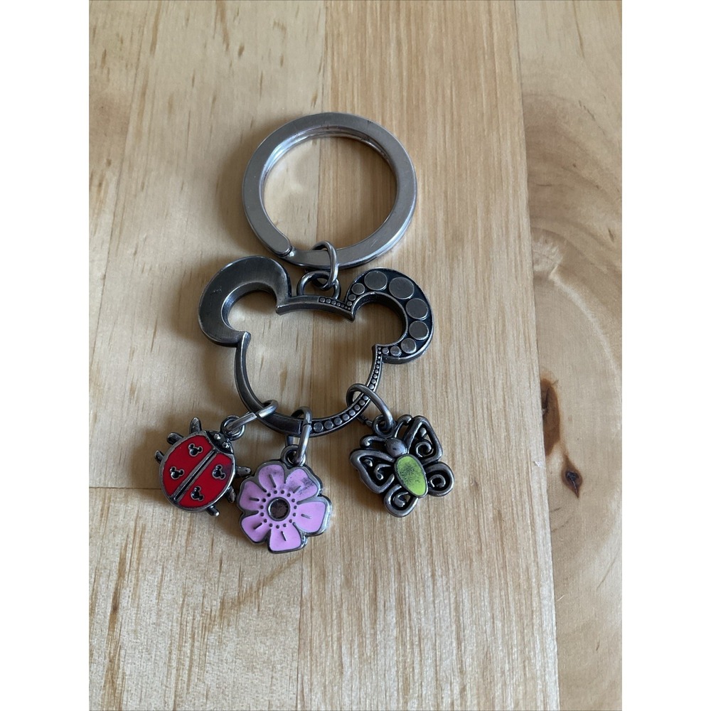 Disney Mickey Mouse Flower Ladybug Butterfly Key Chain Fob KeyRing